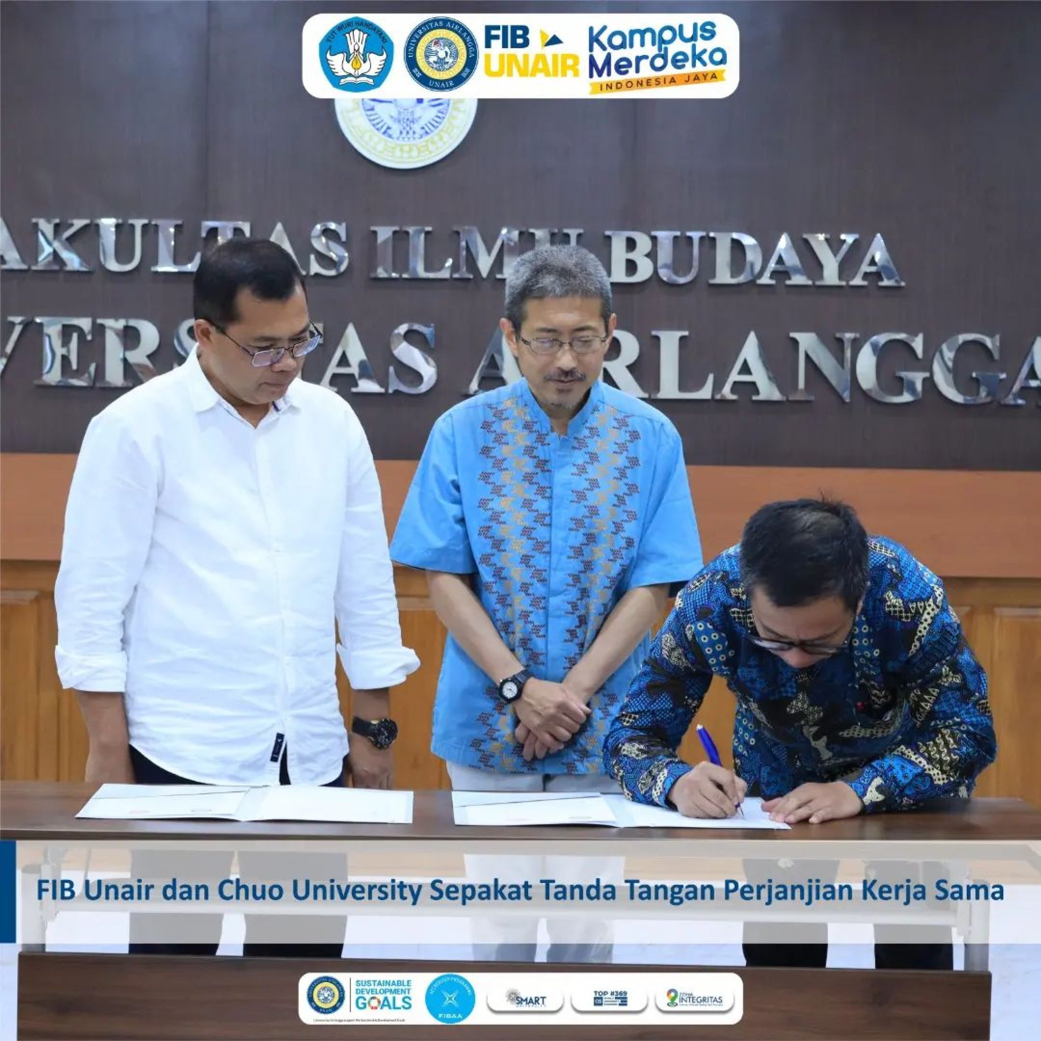 FIB Unair Dan Chuo University Sepakat Tanda Tangan Perjanjian Kerja Sama