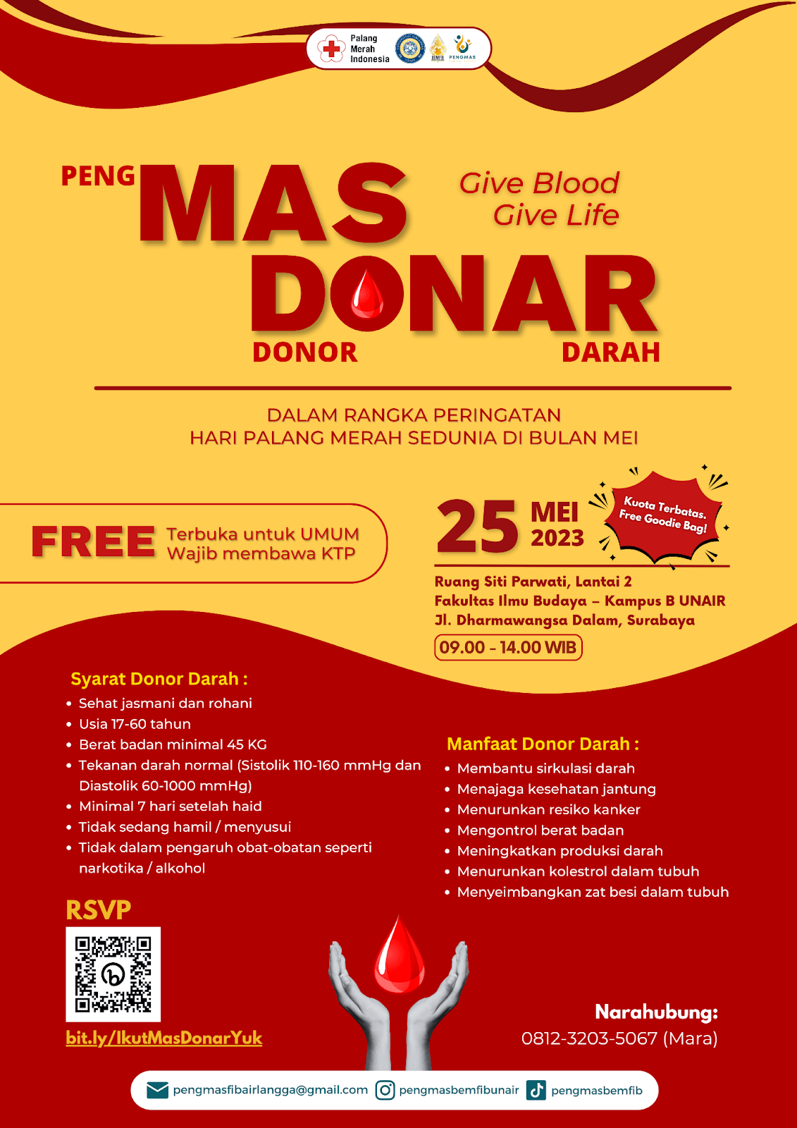 Mas Donar: Pengmas Donor Darah In Collaboration “Give Blood, Give Life!”